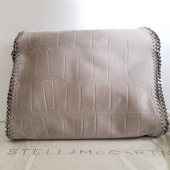 Stella McCartney Falabella Croc-Embossed Shoulder Bag Grey - Picture 6 of 13